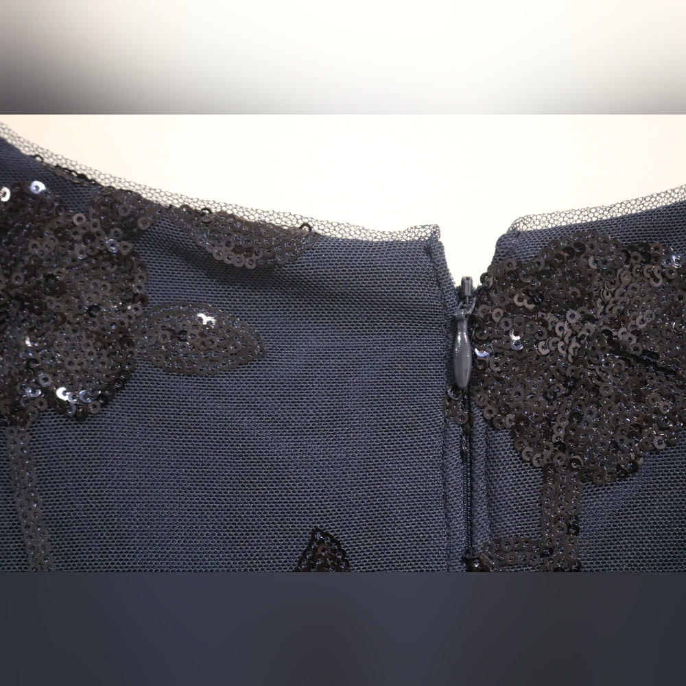 Adrianna Papell Plus Size Floral-Sequined Sheath Dress - Midnight - Picture 10 of 12